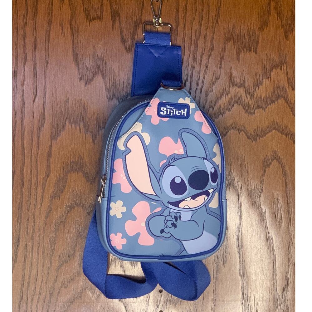 Disney Stitch Crossbody Sling Bag Blue Backpack Purse